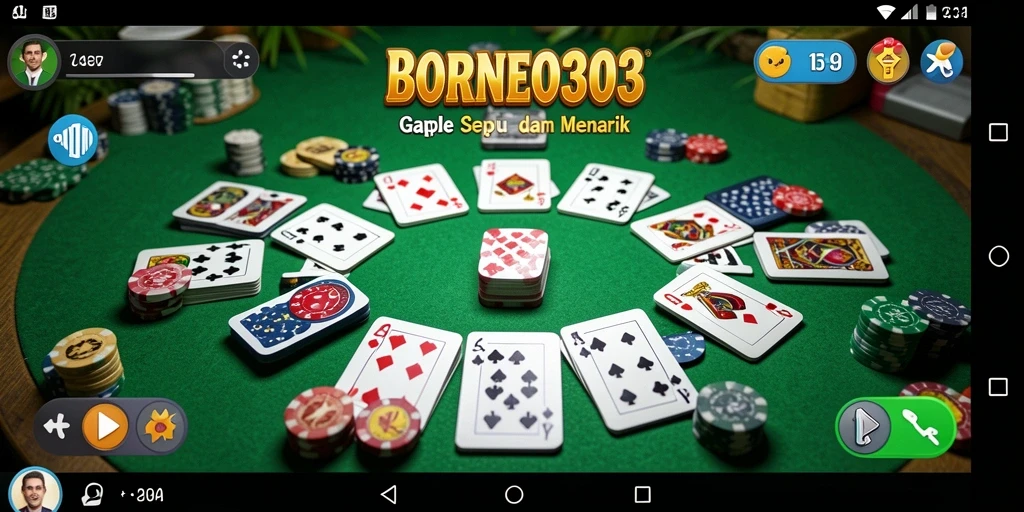 Tampilan seru gameplay Gaple di BORNEO303 dengan teman-teman.