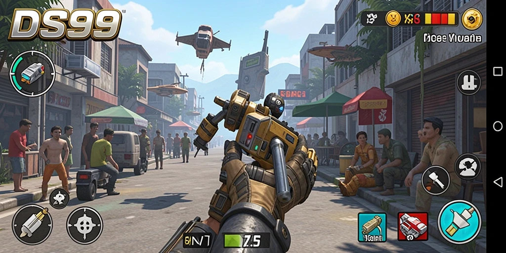 Tampilan gameplay DS99 yang ceria dan menghibur untuk semua pemain.