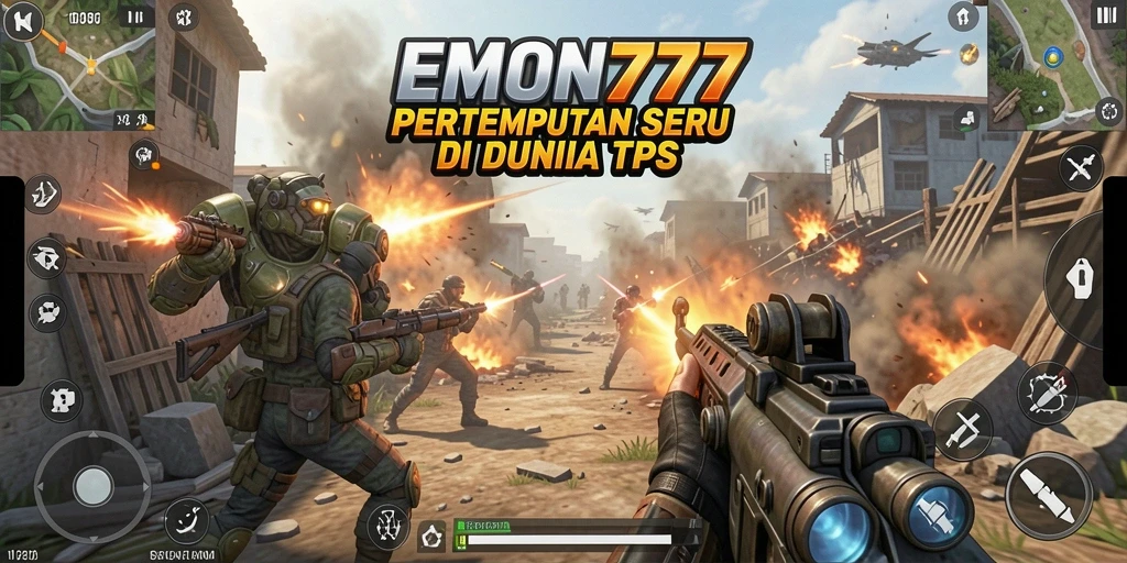 Menampilkan aksi seru dalam gameplay TPS EMON777.