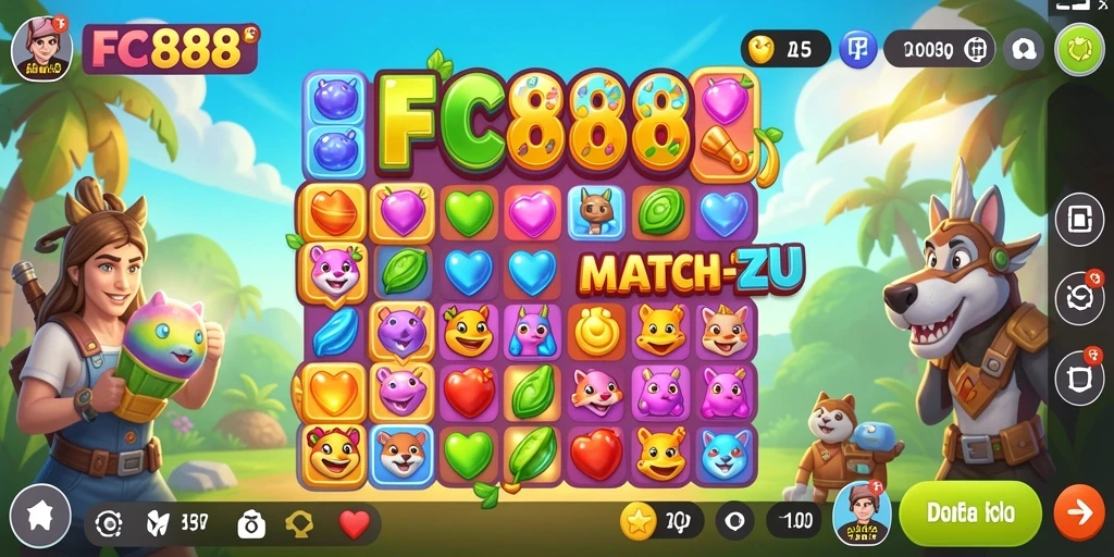 Gameplay seru FC888 dalam genre Match-3 yang menantang.