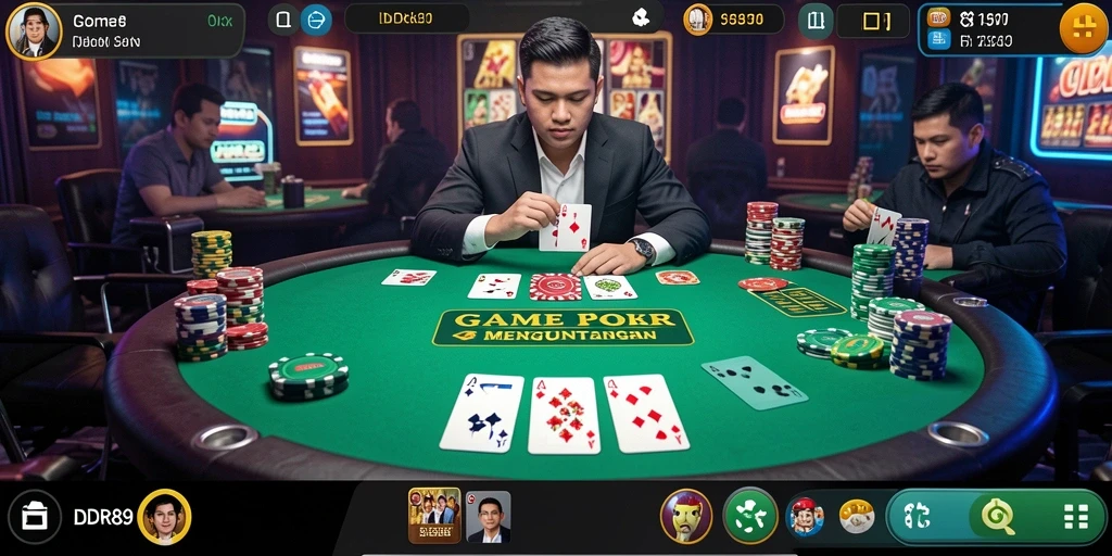 Tampilan gameplay seru dari IDR89 yang menampilkan suasana poker nyata.