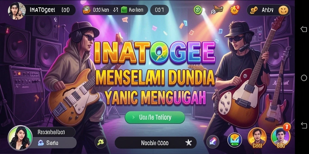 Screenshot utama INATOGEL menampilkan gameplay seru dengan berbagai pilihan musik.