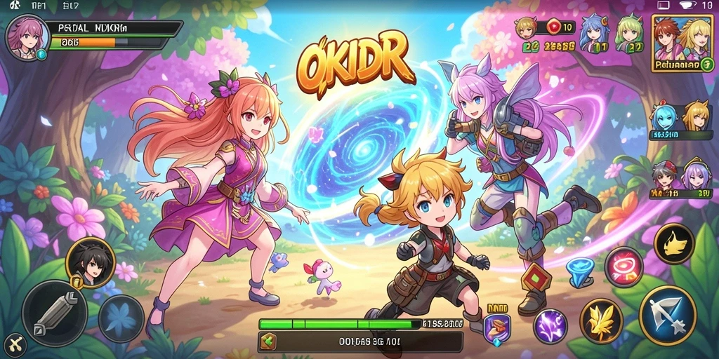 Tampilan gameplay OKIDR yang seru dengan karakter anime yang menarik.