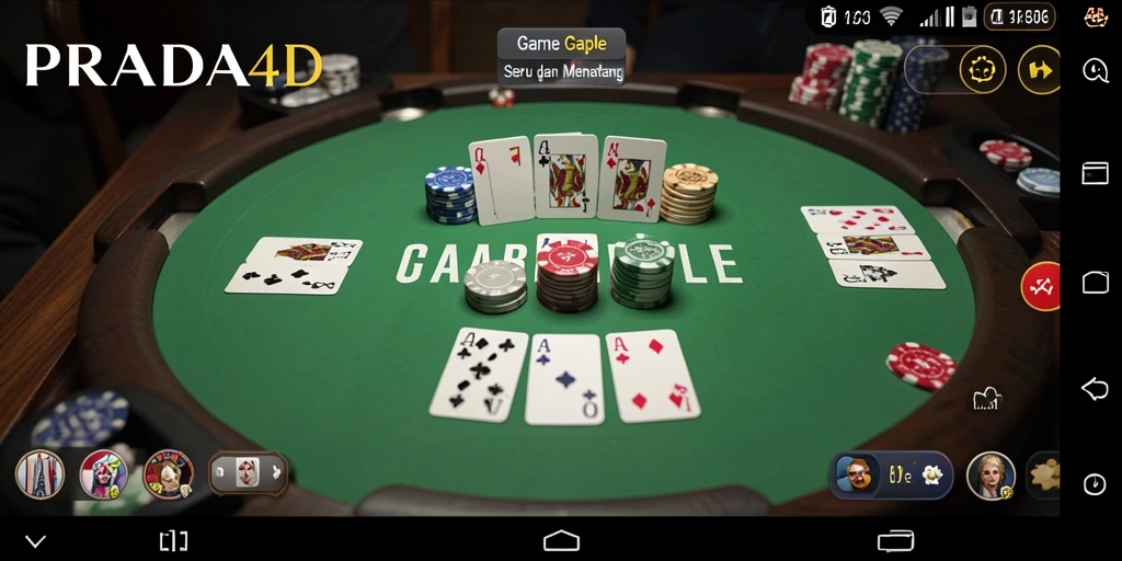 Tampilan gameplay seru dalam PRADA4D yang menampilkan permainan Gaple.