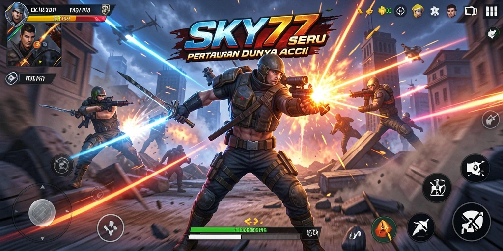 Menampilkan aksi bertarung seru dalam SKY77 dengan grafis yang menarik.