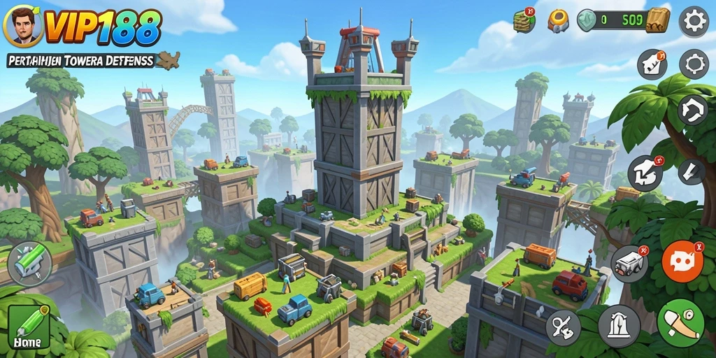 Screenshot utama permainan Tower Defense VIP188 yang menunjukkan aksi seru.
