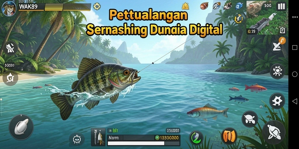 Tampilan gameplay WAK89 dengan aksi memancing yang seru.